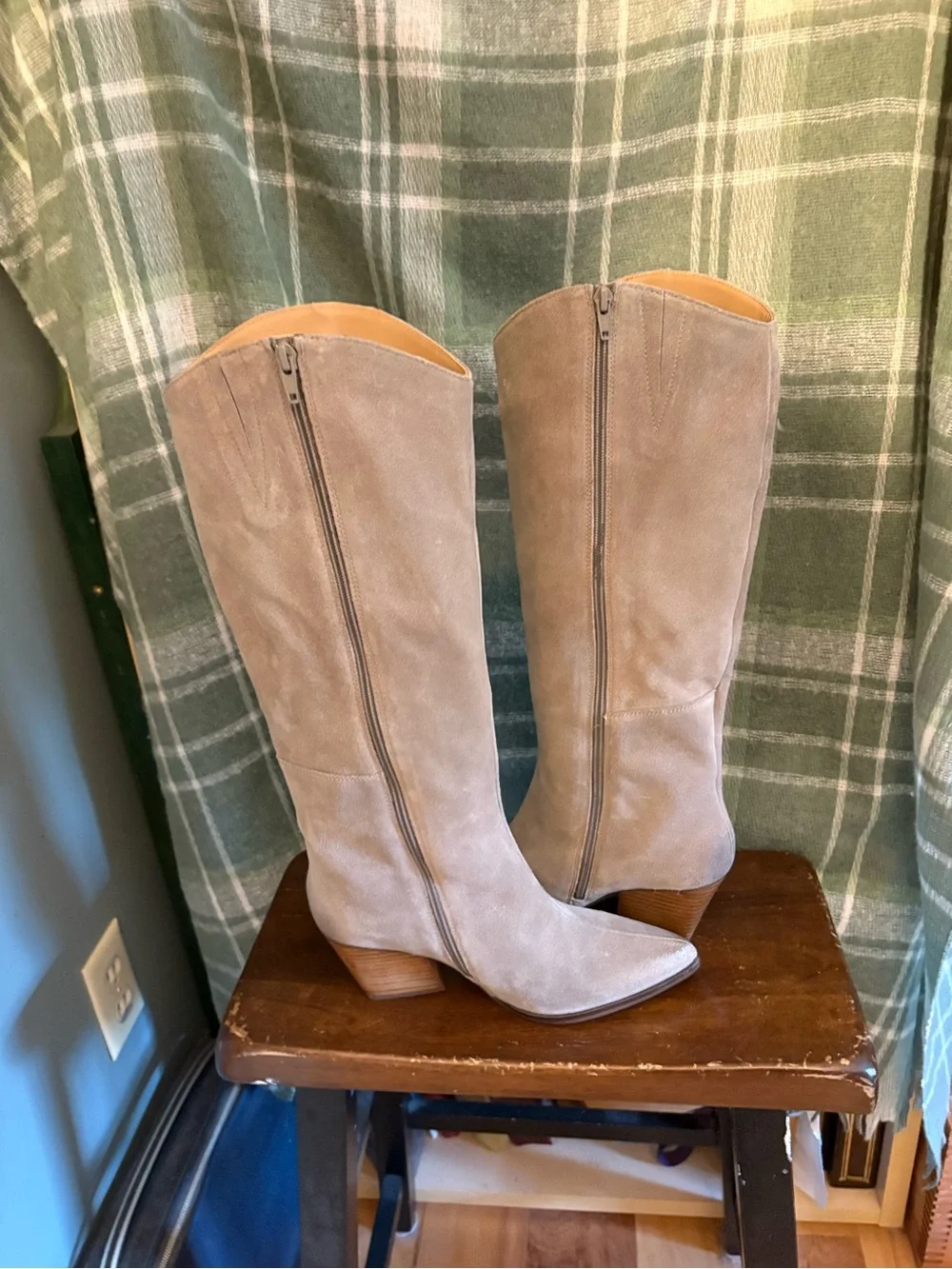 Seychelles Begging you Light Gray Suede Over-the-Knee boots